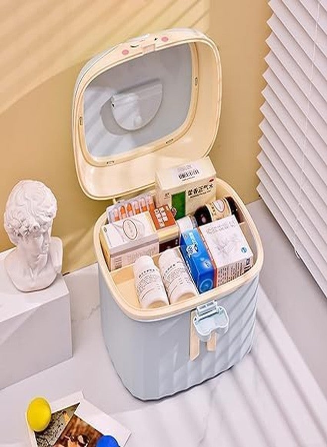 TONSYL Medicine Organizer Box First Aid Health Emergency Storage Box Large Capacity Double Layer Medicine Storage Bins with Lid (Blue) - Image 5